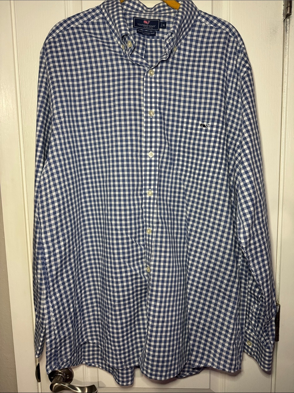 Vineyard Vines Navy and White Gingham Button-Down Shirt